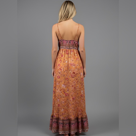 Boho Floral Ruffle Hem Cami Dress* - Picture 4 of 11